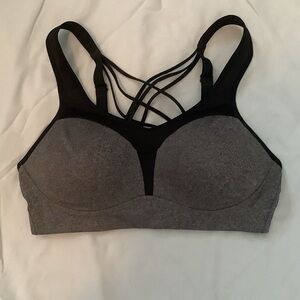 Champion Gray & Black Strappy-Back Sports Bra